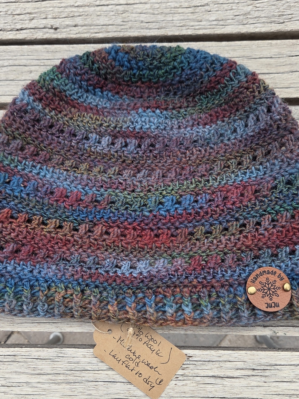 Artisan Handmade Lightweight Wool Blend Unisex Crochet "Cabin Fever" Beanie Hat - Picture 4 of 7